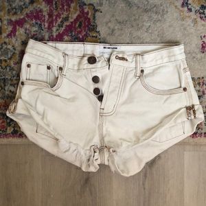 One Teaspoon white denim bandit shorts